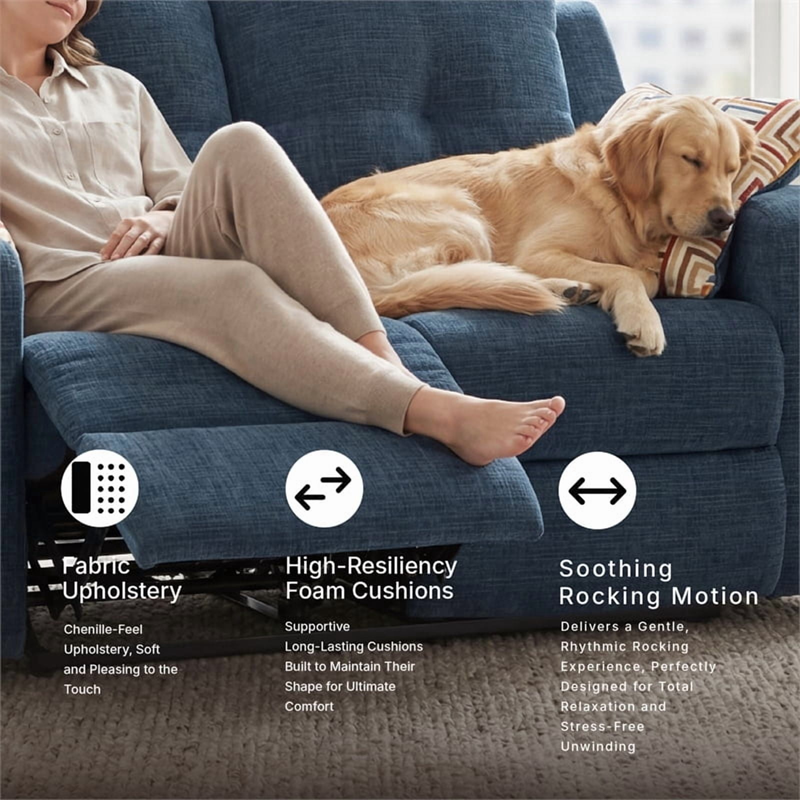 Signature Design by Ashley Danum Blue Reclining Loveseat
