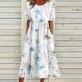thumbnail image 3 of HomeGardon Robes d'Été en Solde! Robes pour Femmes 2025, Robes d'Été Décontractées à Col Rond et Manches Courtes avec Fermeture Éclair, Imprimé Floral, S-TTG, 3 of 5