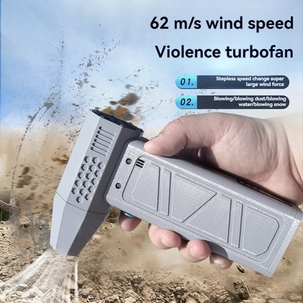 Soplador de Aire Portátil de 140 000 RPM con Turbocompresor y Pantalla de Alta Potencia, Herramientas de Limpieza para Soplado de Polvo de Computadora, Gris