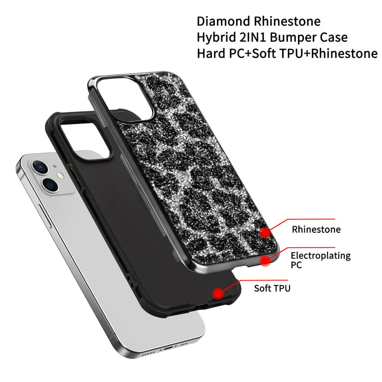 iPhone 8 Plus Case, iPhone 7 Plus Cover, Allytech Classic Luxury Fashion  Hybrid 2 in 1 Bumper Protective Hard PC + Soft TPU + Rhinestone Leopard