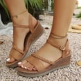 thumbnail image 5 of Qingpeng Womens Espadrille Wedge Sandals Braided Strap Open Toe Ankle Buckle Closure Platform Shoes for Summer Vacation, 5 of 5