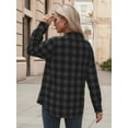 thumbnail image 4 of OALUXE Plaid Shirts for Women Roll Up Long Sleeve Casual Button Down Blouses Tops with Pockets, 4 of 7