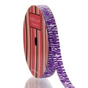 3/8" White/Neon Purple Zebra Grosgrain Ribbon 50 Yard