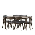 thumbnail image 3 of GDF Studio Carnelian Wood and Fabric 7 Piece Dining Set, Walnut, Dark Gray, 3 of 9