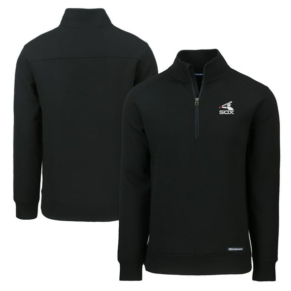 Men's Cutter & Buck  Black Chicago White Sox Cooperstown Collection Roam Eco Recycled Quarter-Zip Pullover