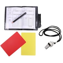Soccer Referee Card Set, Redness Yellow Card Set Sport Referee Metal Whistles with Lanyard for School Soccer, Basketball