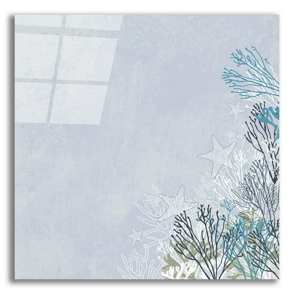 Epic Art 'Surf And Sand Corals 11' by Sabrina Balbuena, Acrylic Glass Wall Art, 12"x12"