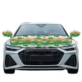 thumbnail image 2 of Yuyamidu Green Hat Car Hood Cover Green Leaf Side Mirror Covers for Cars Sedans 1 Car Front Hood Cover Protector 2 Auto Side View Mirror Covers St. Patrick's Day Car Exterior Accessory, 2 of 7