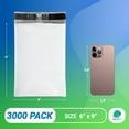 thumbnail image 2 of White Poly Mailers Envelopes, 6 x 9 Inches. Pack of 3000 Plastic Shipping Bags for Clothes, 2.0 Mil. Stretchy Shipping Envelopes for Clothing. Waterproof Mailers Poly Bags with Self-Seal, 2 of 7