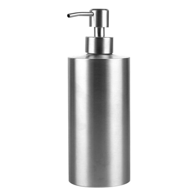 1pc 550ml Stainless Steel Cylindrical Lotion Soap Dispenser with Rust Proof Pump for Hand Sanitizer Shower Gel(Silver)