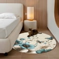 thumbnail image 2 of Small Round Rug 3Ft Washable Non-Slip, Teal Tulip Butterfly Circle Area Rugs for Living Room Bedroom, Turquoise Floral Farmhouse Beige Indoor Floor Mats Carpet Runner for Home Decor, 2 of 8