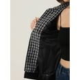 thumbnail image 5 of Chaqueta de Tweed de retazos a cuadros Allegra K Vintage informales Blanco negro XS, 5 of 5