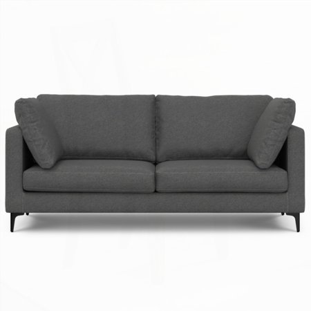 Modern Mid-Century 76-inch Sofa with Pebble Grey Fabric and Sturdy Construction