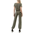 thumbnail image 2 of Fashionazzle Women's Sexy Deep V Neck Short Sleeve Waist Elastic Jumpsuit Romper with Pockets, 2 of 16