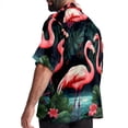 thumbnail image 3 of Flamingo Tropical Rainforest Men's Short Sleeve Beach Shirts Hawaiian Button Down Casual Summer Printed Unisex Top, 3 of 6