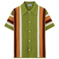 thumbnail image 4 of Ceisia Men's Summer Retro Stripe Open Knit Short Sleeve Button Down Cardigan Multicolor XL Gifts, 4 of 9