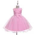 thumbnail image 1 of Vestido para niños Vestido para niñas Vestido rojo con flores Vestido de malla abullonada para niños, 1 of 5