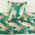 thumbnail image 5 of King / Queen / Twin Green Decorative King 90"x18" Bed Runner WITH Pillow Cover, Plam Leaves & Quilted Bed Scarf on Satin fabric - Palms, 5 of 5