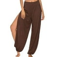 thumbnail image 4 of UJNDER Women's Sporty Yoga Pants High Slit Bohemian Harem Style for Athletic Comfort Coffee L, 4 of 4