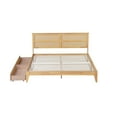 thumbnail image 7 of King Size Platform Bed Frame with 2 Underbed Storage Drawers, Solid Wood and Rattan Headboard, Sturdy Slats Support, No Box Spring Required, Space Saving Bedroom Solution, 7 of 7