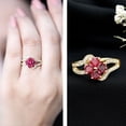 thumbnail image 3 of Rosec Jewels Ruby Floral Engagement Ring for Women - AAA Quality - Natural Ruby Diamond Ring with Jewelry Box, 14K Yellow Gold, US 5.50, 3 of 9