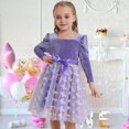 thumbnail image 3 of Ardorlove Kids Girls Long Sleeve Velvet Tulle Dress Square Neck Tutu Princess Dress for Wedding Birthday Commemorative Day Party, 3 of 7