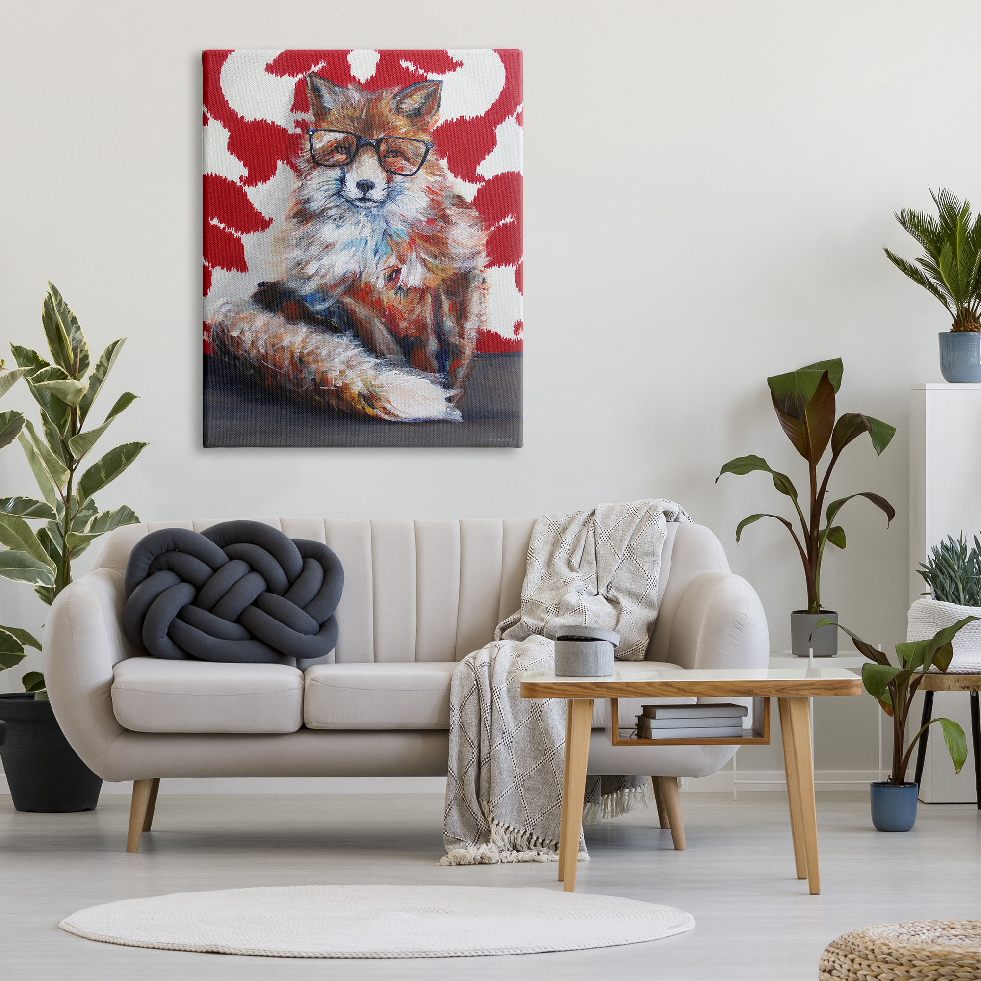 Stupell Industries Red Fox Black Frame Glasses Abstract Pattern Room, 36 x 48, Design by Kamdon Kreations