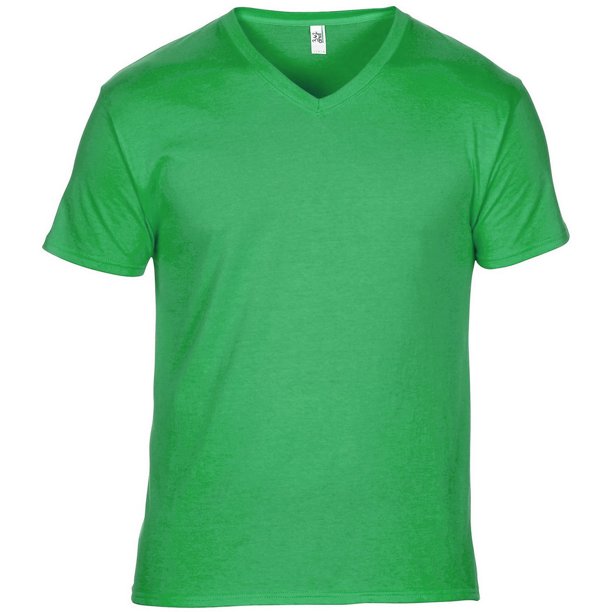 Anvil - Camiseta básica peso pluma de manga corta con cuello de pico Unisex Hombre/Mujer - Ligera (Verde jaspeado)
