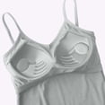 thumbnail image 4 of MGDXOX Women's V-Neck Cami Tank Top with Built-in Bra Thin Strap Sleeveless Blouse Supportive Casual Layering Top Gray S, 4 of 5