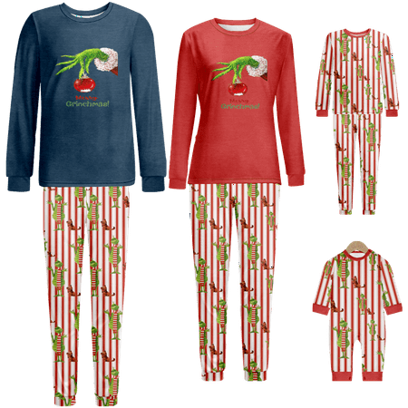 

Holiday Family Matching Christmas Pajamas Sets Christmas Print Baby-Kids-Adult-Pet Size 2-Piece Top and Pants Bodysuits Xmas Pjs Set