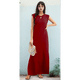 thumbnail image 4 of Vestido Maxi de Verano 2025 para Mujer, Informal, Holgado, con Abertura, Sin Arrugas, con Cuello Redondo y Bolsillos, Color Rojo Vino M, 4 of 9