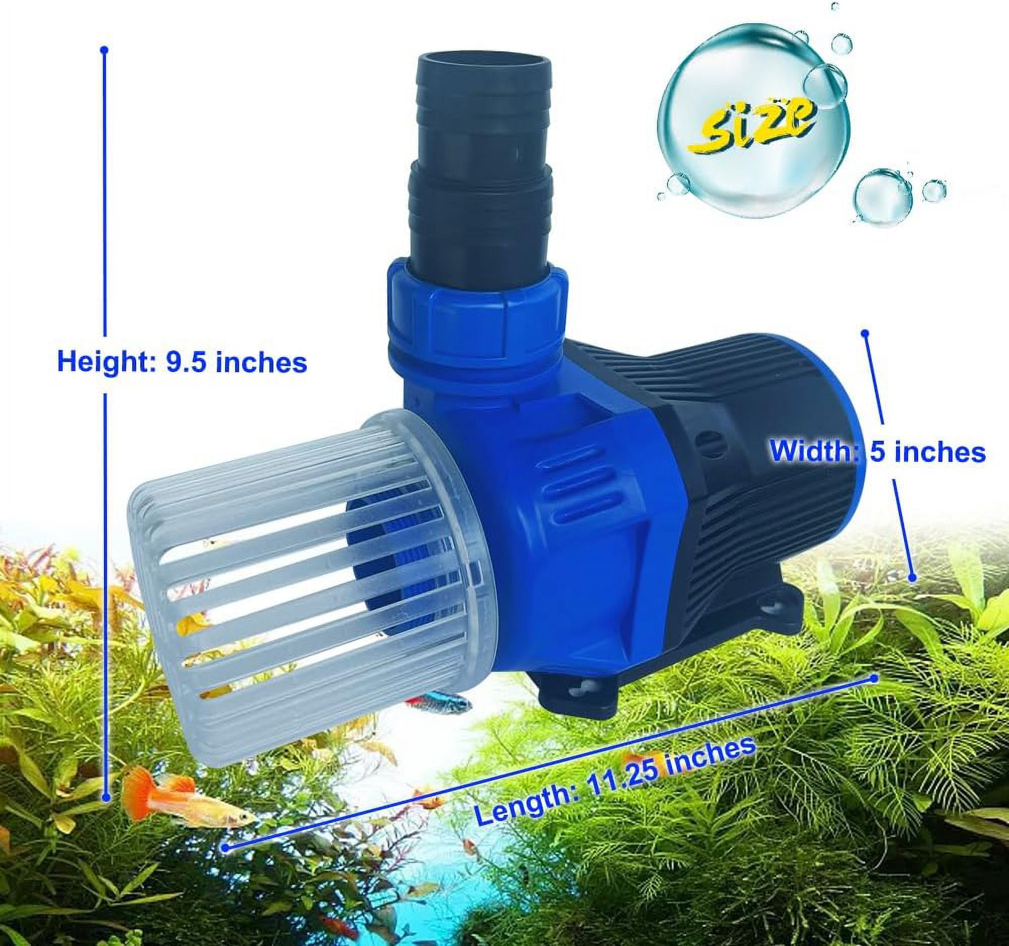 Water Pump with Controller, 6075GPH Submersible and Inline Energy-saving Return Pump for Aquarium, Fishtank, Pond, Fountain, Waterfall, and Else
