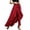 Red, variant on Women's Flowy Irregular Layered Cropped Trousers Elegant Lightweight High Waist Self Tie Ruffle Wrap Palazzo Pants