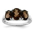 thumbnail image 3 of 925 Sterling Silver Rhodium 3-Stone Smoky Quartz and Diamondond Ring Size 7, 3 of 5