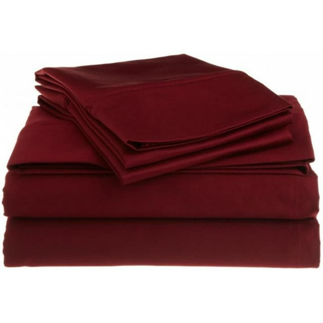 Egyptian Cotton 1200 Thread Count Solid Sheet Set Queen-Burgundy