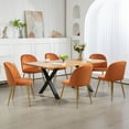 thumbnail image 6 of Newnno Velvet Modern Dining Chairs Set of 2, Upholstered Armless Accent Side Chair with Metal Legs for Kitchen Dining Room, Orange, 6 of 6