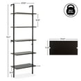 thumbnail image 4 of happimess Madera 72.05" Classic Industrial 5-Shelf Wood Wall-Mounted Open Ladder Bookcase with Metal Frame, Black, 4 of 9