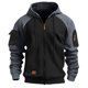 thumbnail image 1 of Ceisia Men's Long Sleeve Jacket Drawstring Full-Zip with Kanga Pocket Color Block Sweatshirts Casual Hoodies Dark Gray M Gift, 1 of 5