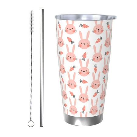 

Junzan Rabbit Is And Carrots for 20oz Stainless Steel Insulated Car Cup with Spillproof Lid - Insulated Coffee Mug Thermal Cup-Straw Two-piece Set