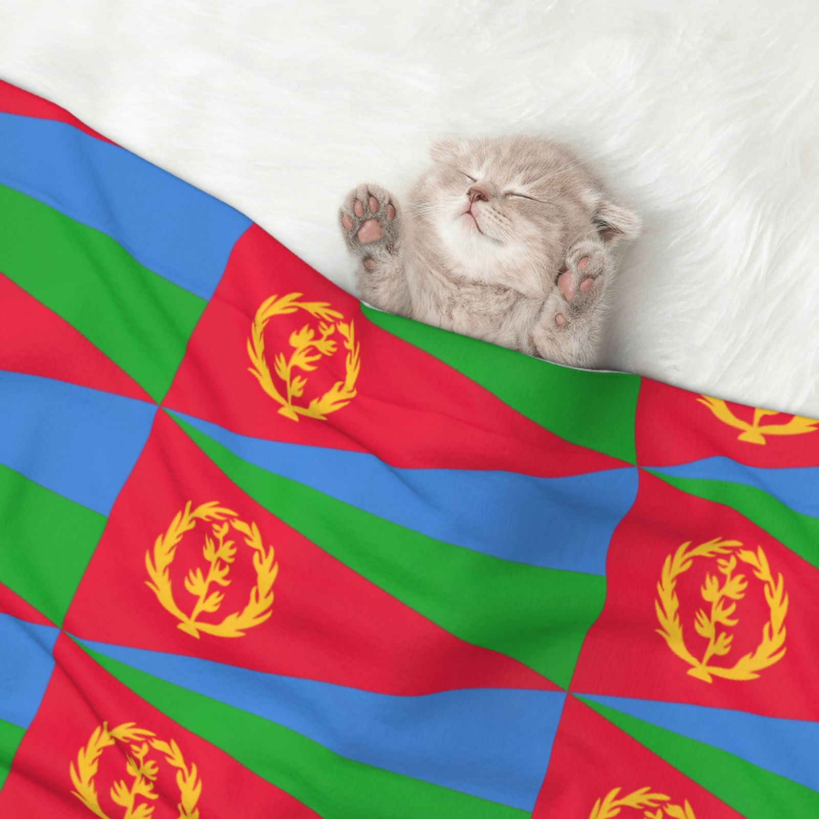Eritrea Flag Dog Blanket Soft Warm Flannel Cat Blanket Great Pet Throw for Cats Puppy Small Medium Large Dog