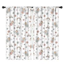 Blackout Kids Curtains,White Fairy Castle Pattern Childrens Insulated Curtains Set Of 2,Bedroom Essentials,Toddler Room Decor 42"x84"