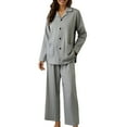 thumbnail image 2 of Xunmmm Button Up Pajamas for Women Long Sleeve Sleepwear Soft Loungewear Ladies Pjs Set Cotton Plus Size Pajama Set, 2 of 4