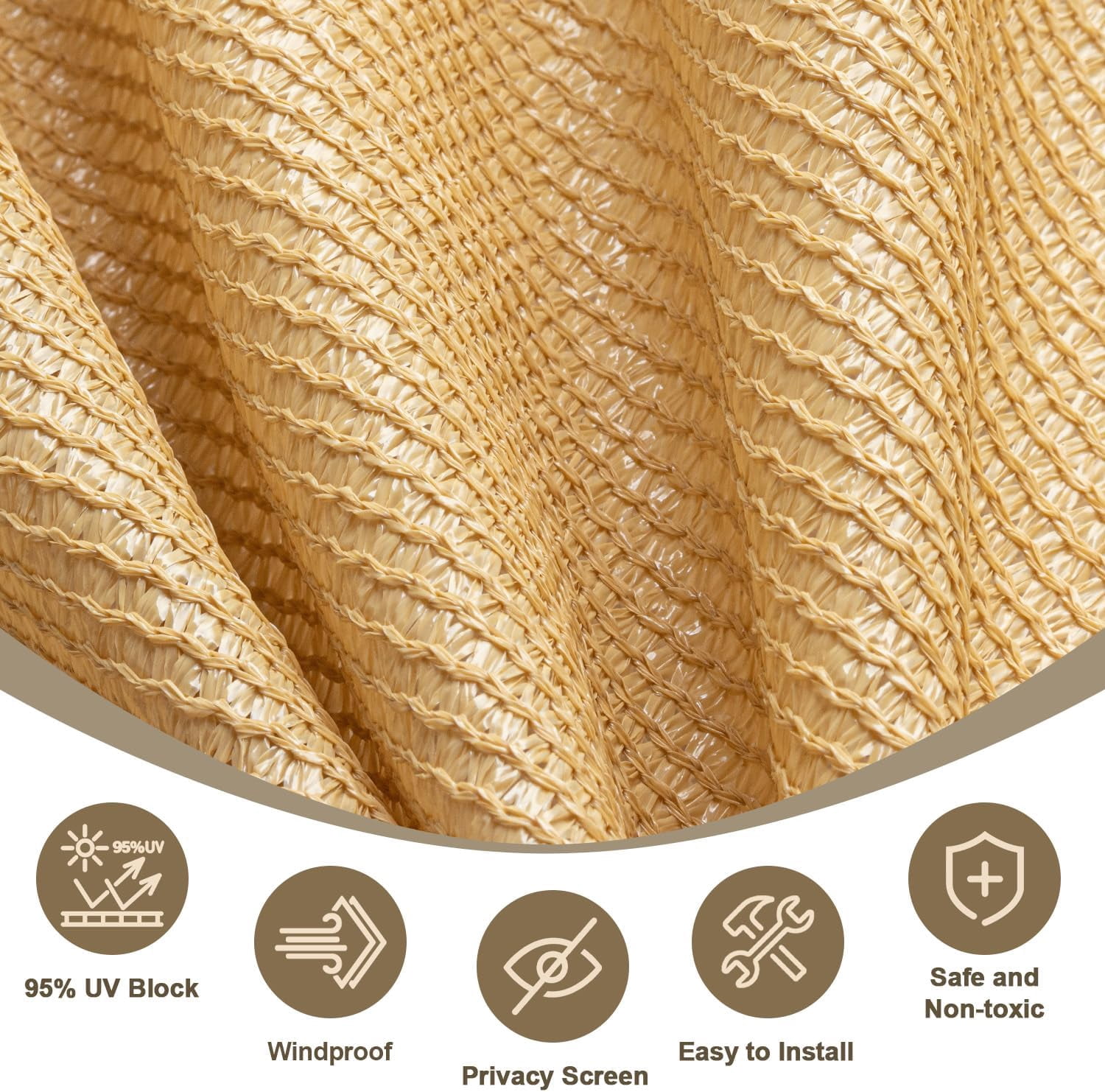 Shade Cloth 3/6/8/10/12/20FT Sun Shade Cloth with Grommets Pergola Shade Cover 95% UV Protection for Patio Outdoor, 6x8 FT Sand