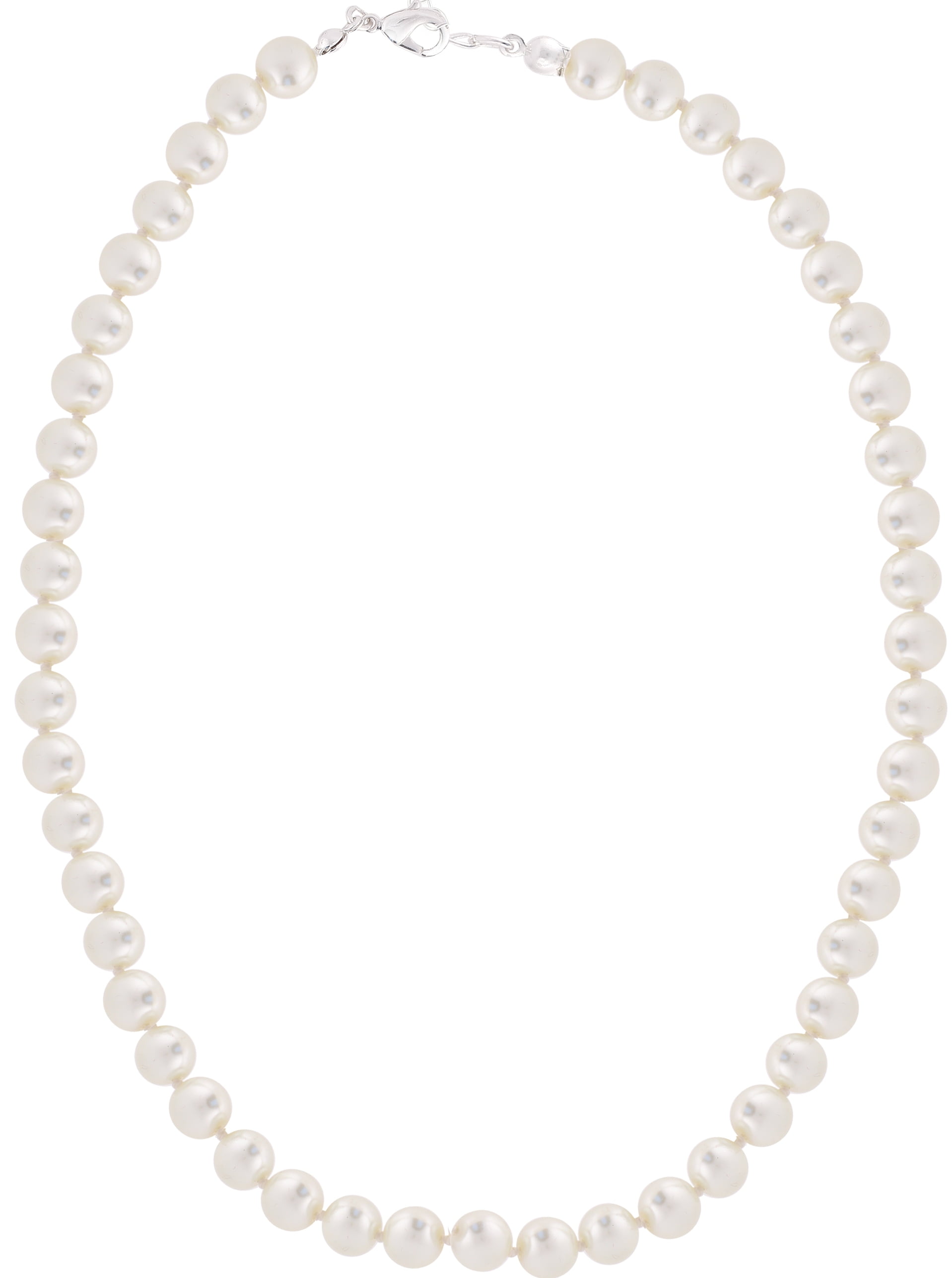 Plastic Screw Clasp White Single Strand Faux Pearl Necklace N3