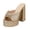 Gold, variant on Womens Chunky Platform Sandals Block Heel Peep Toe Elegant Bow Slip on Mules Wedding Party Dress Shoes Gold Size 8