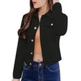 thumbnail image 2 of HAXMNOU Denim Jacket For Women Women Fashion Lapel Solid Casual Denim Buttons Blazer Jeans Jacket Cardigan Jean Jacket Women Black S, 2 of 6