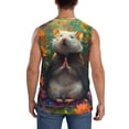 thumbnail image 4 of Lsque Colorful Flower Meditating Hamster Print Men's Cotton Blend Sleeveless Muscle Shirts (S-3XL)- Moisture Wicking, Odor Protection, UPF 30+,Small, 4 of 8