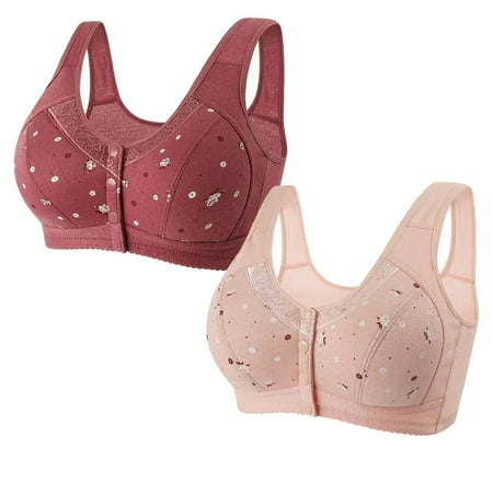 

DxhmoneyHX Plus Size Bra for Women Front Buckle Seamless Daisy Everyday Bra Extra-Elastic Comfort Full Coverage Bra Underwear