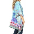 thumbnail image 4 of Sakkas Aymee Women's Caftan Poncho Cover up V neck Top Lace up With Rhinestone - WT39-Turq - One Size, 4 of 5