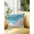 thumbnail image 2 of Outdoor Pillows Waterproof, Aqua Beige Ombre Bedding Throw Pillows with Insert for Couch Sofa Bed, Modern Abstract Moire Art Geometric 16x16 Inch Pillowcases Decorative Camping Patio Pillow Set of 1, 2 of 8